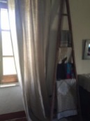 curtains and ladder